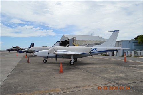 Aboard a private small plane in Antigua