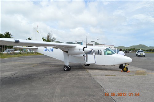Aboard a private small plane in Antigua